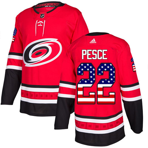 Kinder Carolina Hurricanes Eishockey Trikot Brett Pesce #22 Authentic Rot USA Flag Fashion